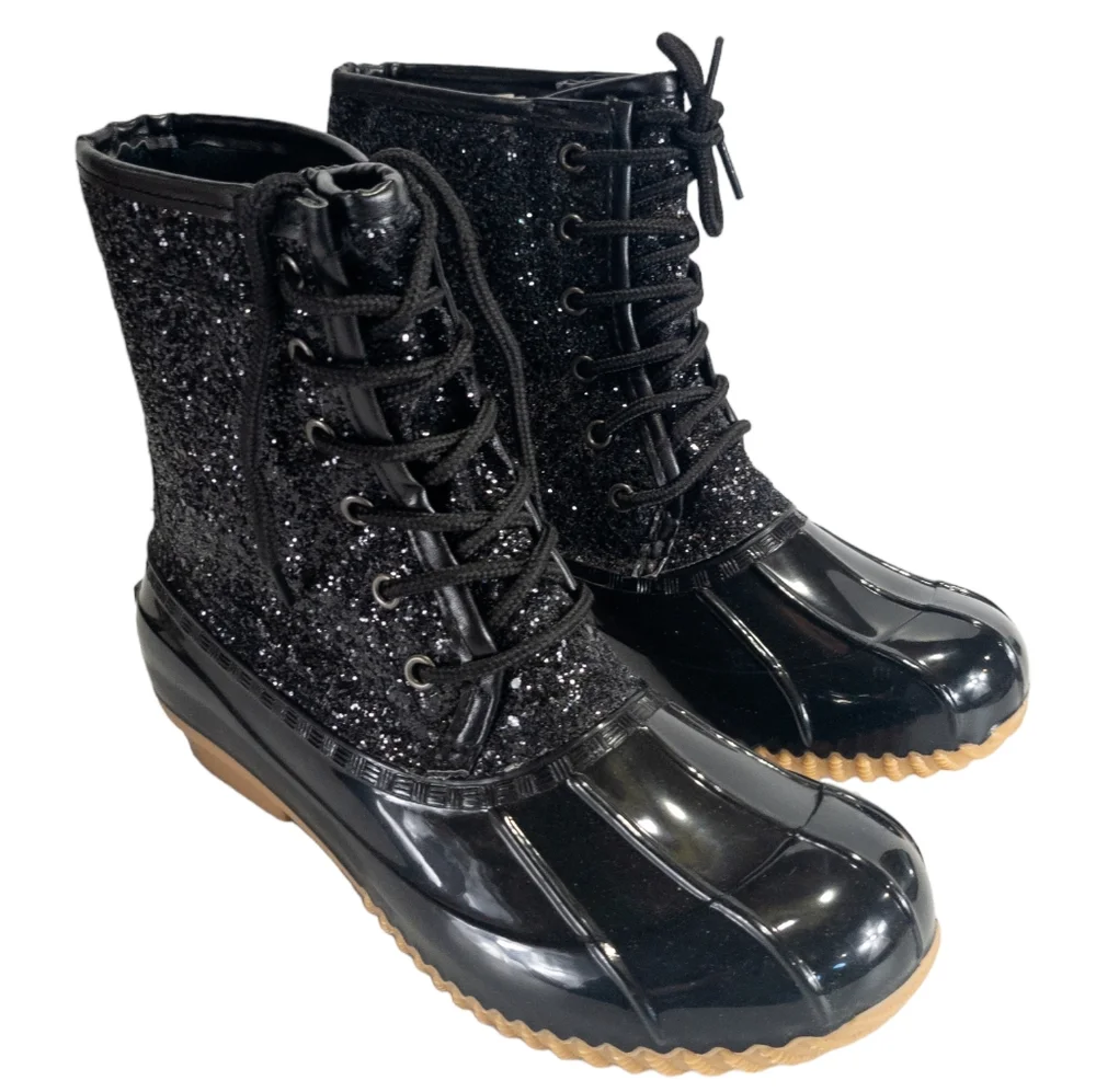Sugar Skylar Glitter Duck Boots Black -8 - Picture 6 of 8